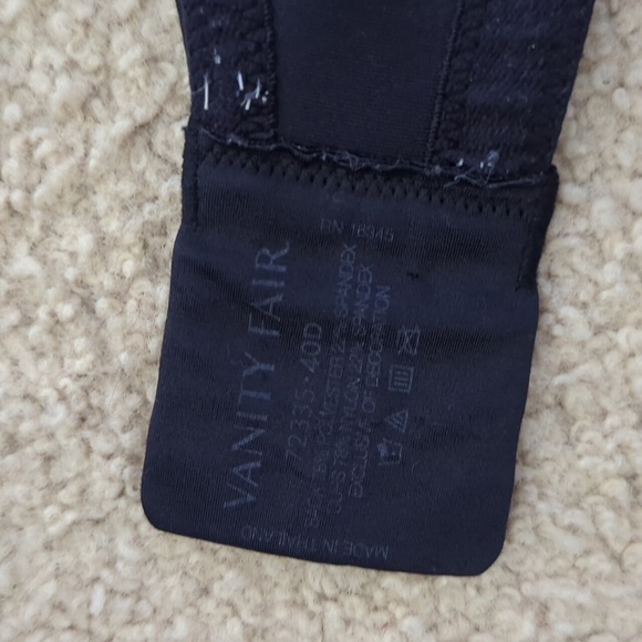 Vanity Fair Black Wireless Bra Size 40D - Picture 4 of 6